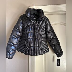 GUESS Women's Shiny Black Puffer Coat